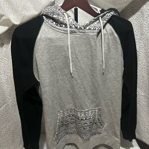 Patterned Gray and Black Women's Hoodie